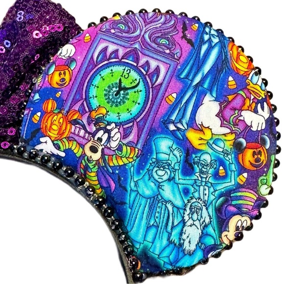 Disney Inspired Handmade Halloween Themed Purple Sequin Bow Mouse Ears - NWOT main image 6